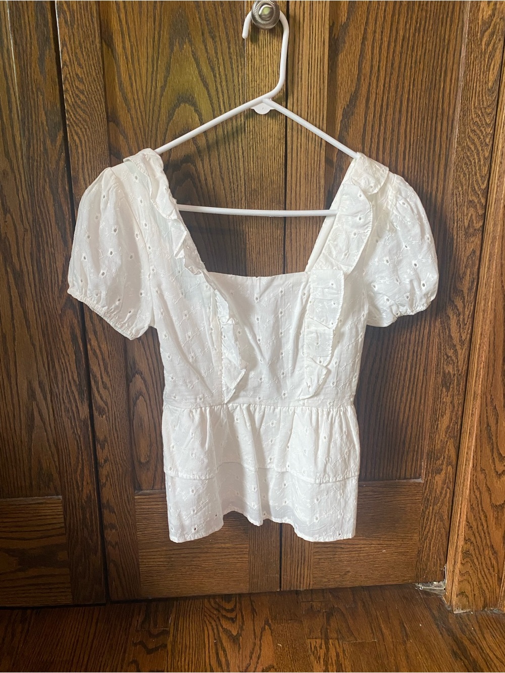 SO floral patterned white blouse top